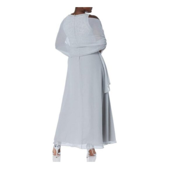 **J Kara** Women's Sleeveless Scallop Long Beaded Dress W/Scarf 14 NWT - Picture 3 of 8